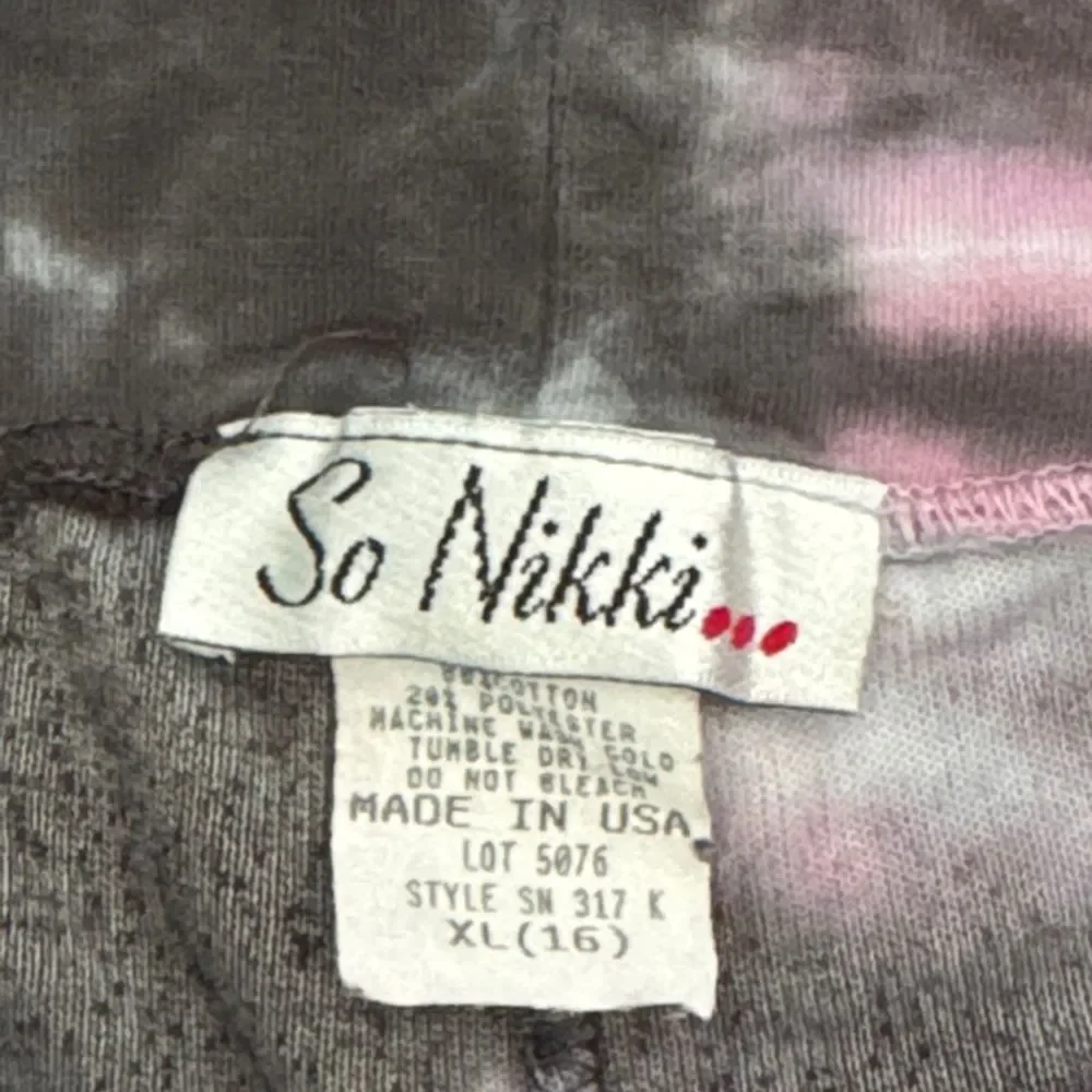 So Nikki Black and Pink Swirl Velour Leggings sz 16